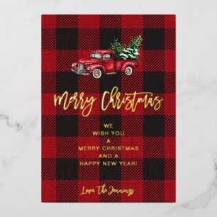 LKW & Büffel-Karo Weihnachtsgrüße Folieneinladung