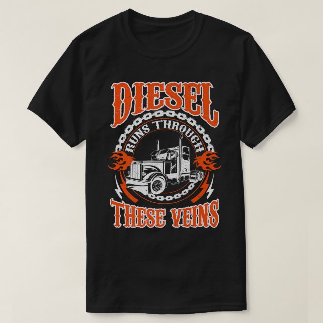 LKW-Diesel - LKW-Fahrer mit 18 Rad-Freighter T-Shirt (Design vorne)
