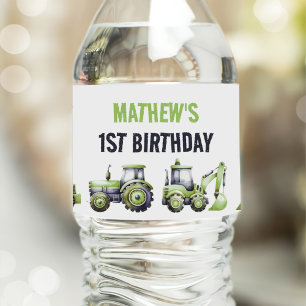 LKW & Diggers Bau Geburtstag Wasserflaschenetikett