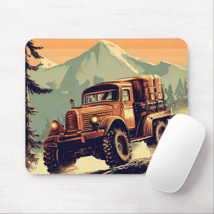 Lkw-Fahren im Wald Vintagen Stil Mousepad