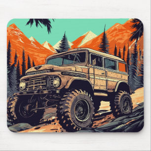 Lkw-Fahren im Wald Vintagen Stil Mousepad