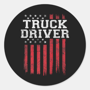 Lkw-Fahrer American Flag Usa Patriot Patriotic U Runder Aufkleber