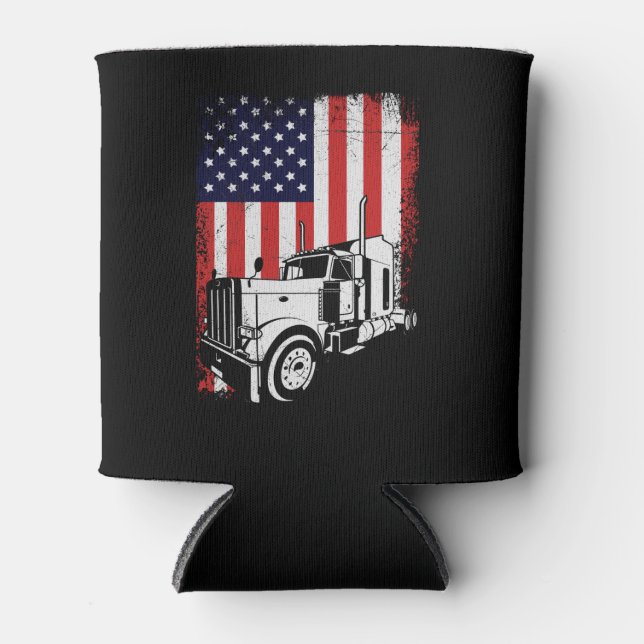 LKW-Fahrer Amerikanischer Fahne LKW-Geschenk Dosenkühler (Vorderseite)