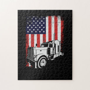 LKW-Fahrer Amerikanischer Fahne LKW-Geschenk Puzzle