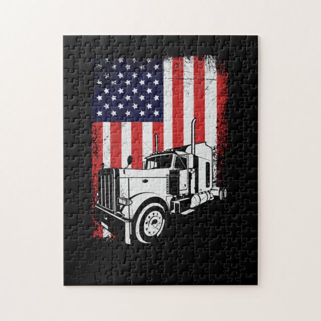 LKW-Fahrer Amerikanischer Fahne LKW-Geschenk Puzzle (Vertikal)