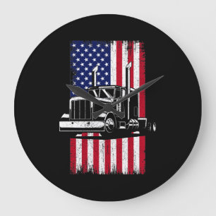 LKW-Fahrer Amerikanischer Flaggenwächter Große Wanduhr