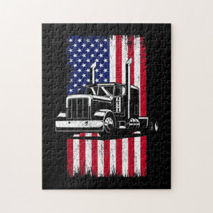 LKW-Fahrer Amerikanischer Flaggenwächter Puzzle