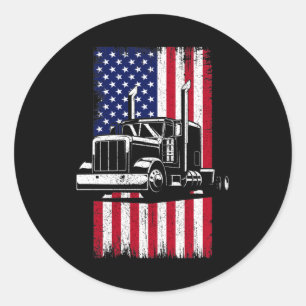 LKW-Fahrer Amerikanischer Flaggenwächter Runder Aufkleber