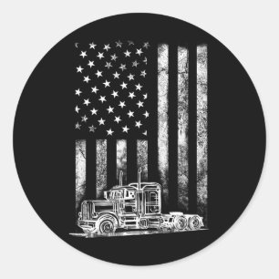 Lkw-Fahrer Amerikanischer Flaggenwächter Vintag Me Runder Aufkleber