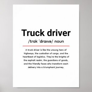 LKW-Fahrer-Definition für LKW-Fahrer-Tag Poster