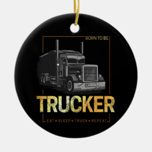LKW-Fahrer Geboren um LKW Retro-Fahrer Vintage Keramik Ornament