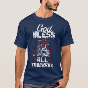 LKW-Fahrer Glauben Vintag Gott segne alle T T-Shirt