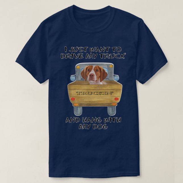 Lkw-Fahrer Hund Bretagne T-Shirt (Design vorne)