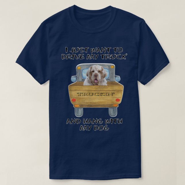 Lkw-Fahrer Hund Klumber Spaniel T-Shirt (Design vorne)