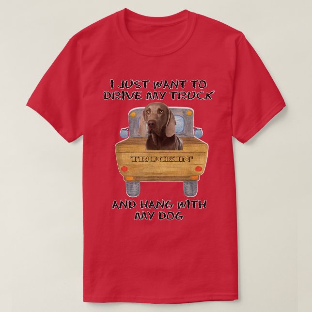 Lkw-Fahrer Hund Weimaraner T-Shirt (Design vorne)