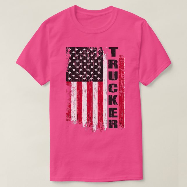 LKW-Fahrer LKW American Flag Trucker T-Shirt (Design vorne)