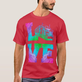 LKW-Fahrer Vintage Liebe Wasserfarbe T-Shirt