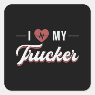 LKW-Fahrerin Ich liebe meine LKW-Fahrerin Liebe Lu Quadratischer Aufkleber