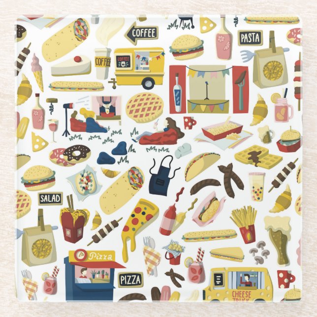 LKW-Fest: Cartoon Muster Glasuntersetzer (Vorderseite)