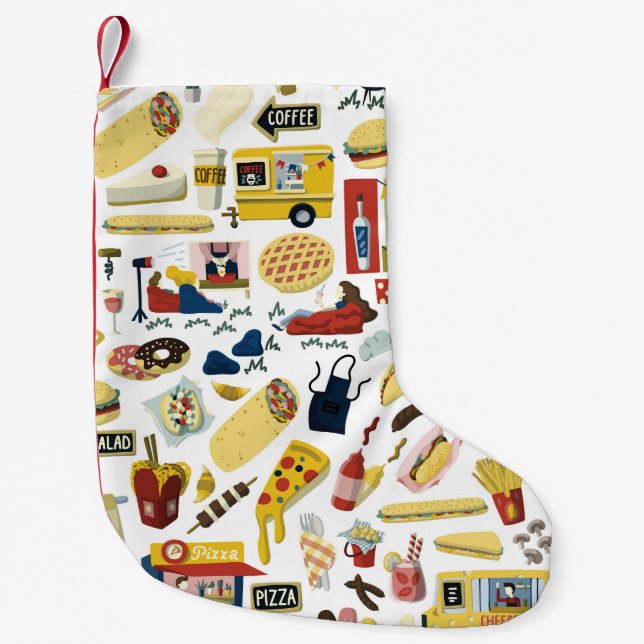 LKW-Fest: Cartoon Muster Kleiner Weihnachtsstrumpf (Vorderseite)