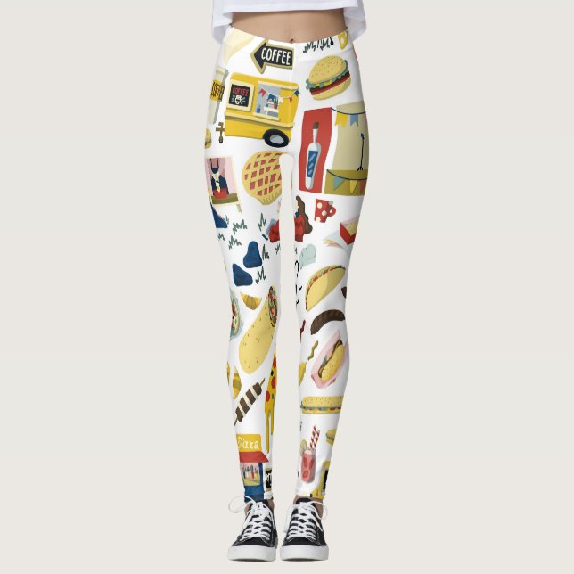 LKW-Fest: Cartoon Muster Leggings (Vorderseite)