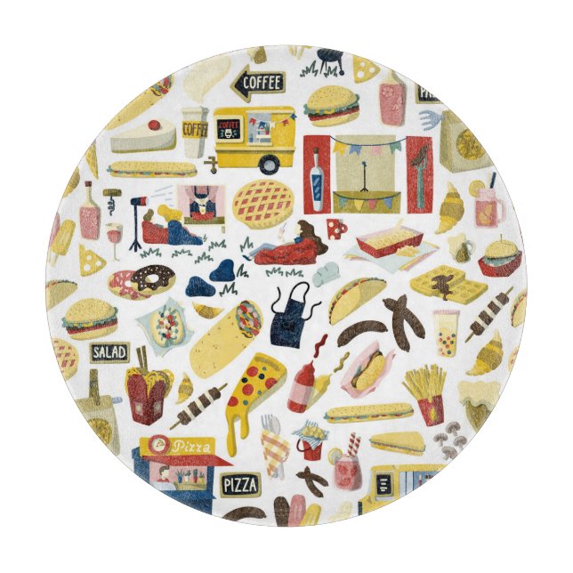 LKW-Fest: Cartoon Muster Schneidebrett (Vorderseite)