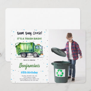 LKW-Foto für Grüne und Schwarze Garbage Einladung