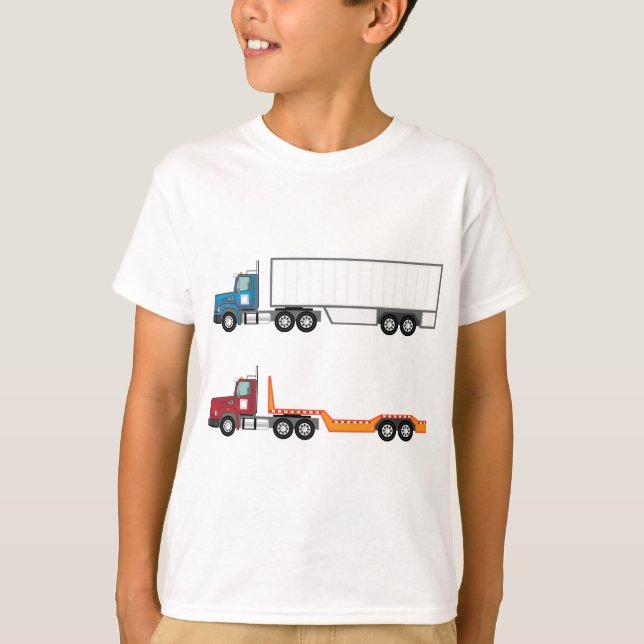 LKW halb und Flachbett T-Shirt (Vorderseite)