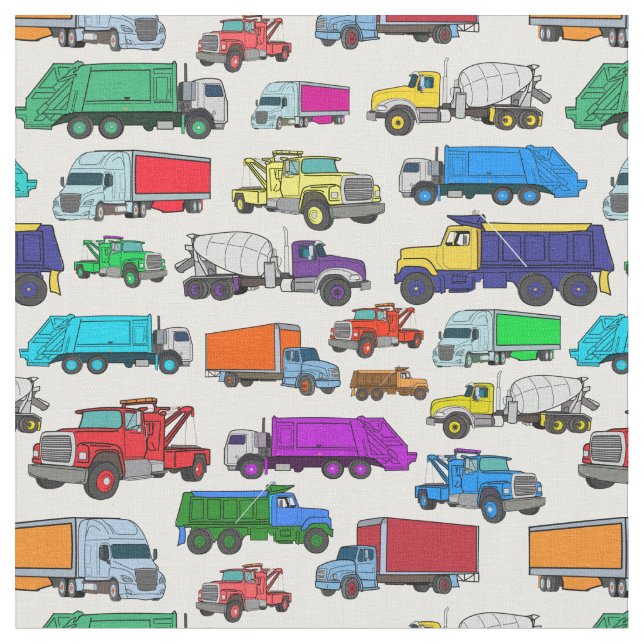 LKW-Illustrationen im Cartoon Stoff (Nahaufnahme)