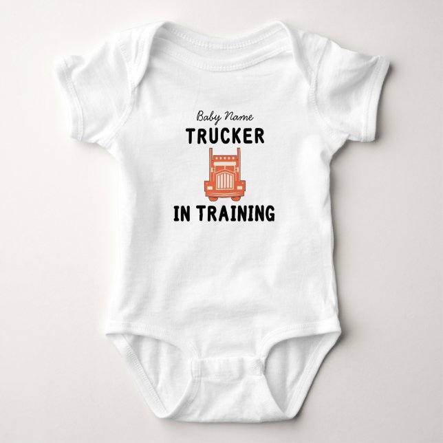LKW in Training Truck Driver Baby Name Baby Strampler (Vorderseite)