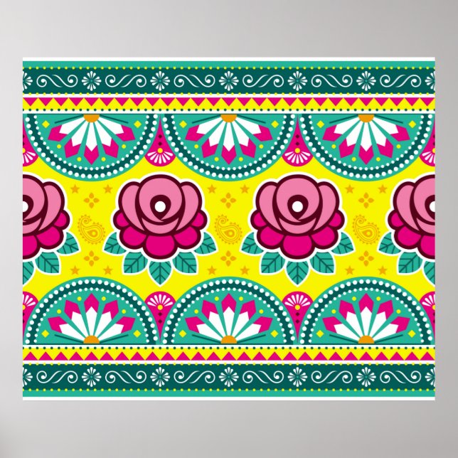 LKW-Kunst aus Indien und Pakistan nahtlos lang Poster (Vorne)