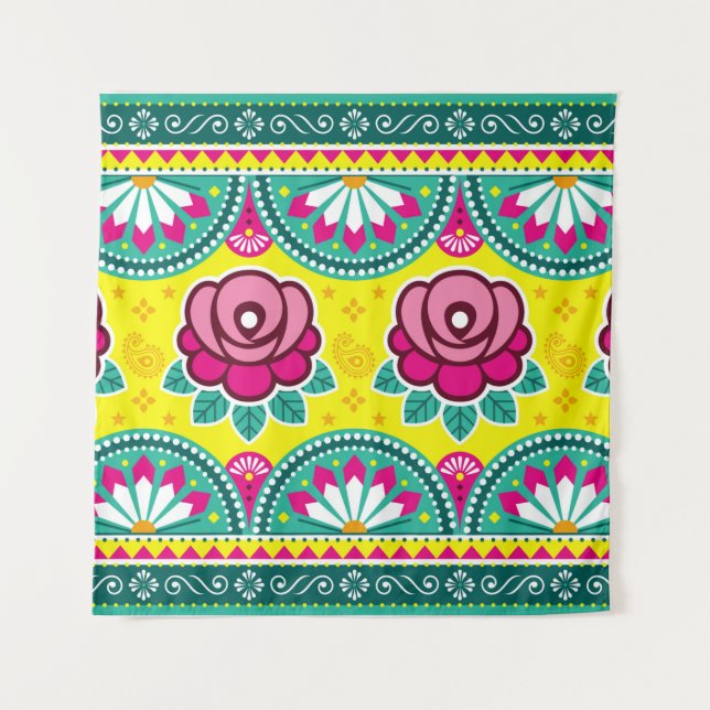 LKW-Kunst aus Indien und Pakistan nahtlos lang Wandteppich (Vorderseite)