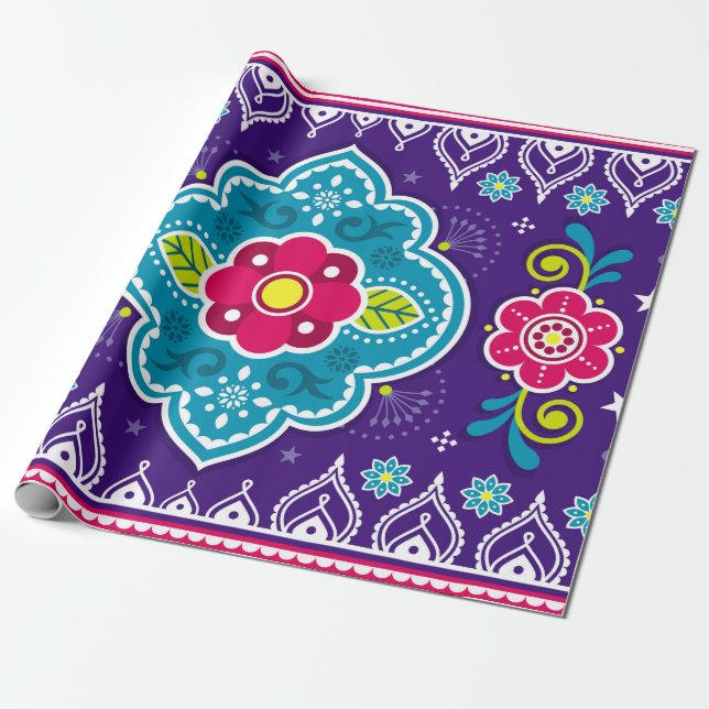 LKW-Kunst aus Indien und Pakistan nahtlos Muster d Geschenkpapier (Ungerollt)