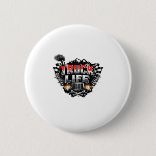 LKW-Leben Grunge abgenutzt Chrome Rot Trucker Mütz Button
