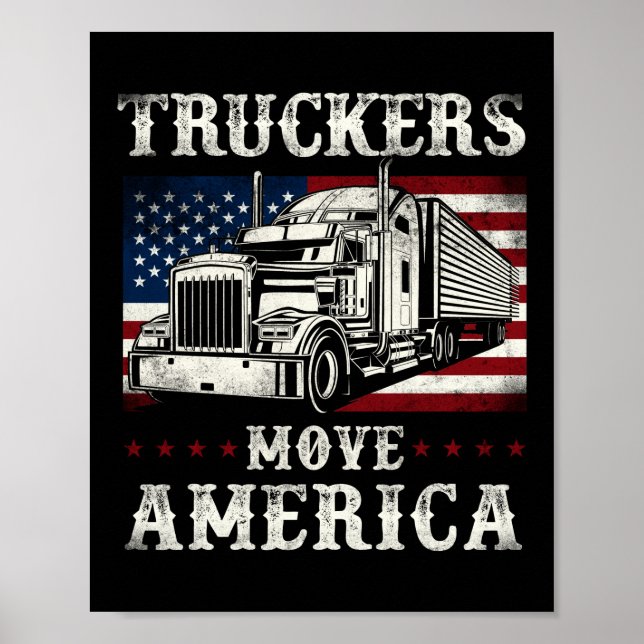 LKW-LKW-Fahrerschlösser bewegen Amerika Poster (Vorne)