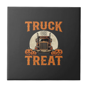 LKW oder Süßigkeiten Halloween Sattelzug Design_1 Fliese