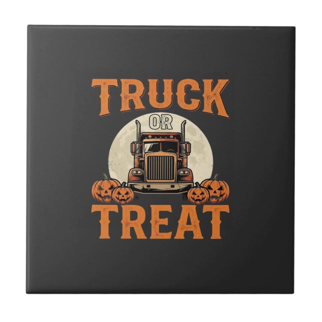 LKW oder Süßigkeiten Halloween Sattelzug Design_1 Fliese (Vorderseite)