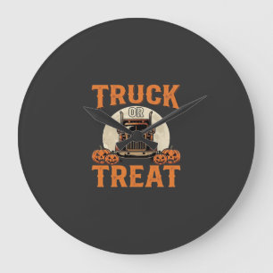 LKW oder Süßigkeiten Halloween Sattelzug Design_1 Große Wanduhr