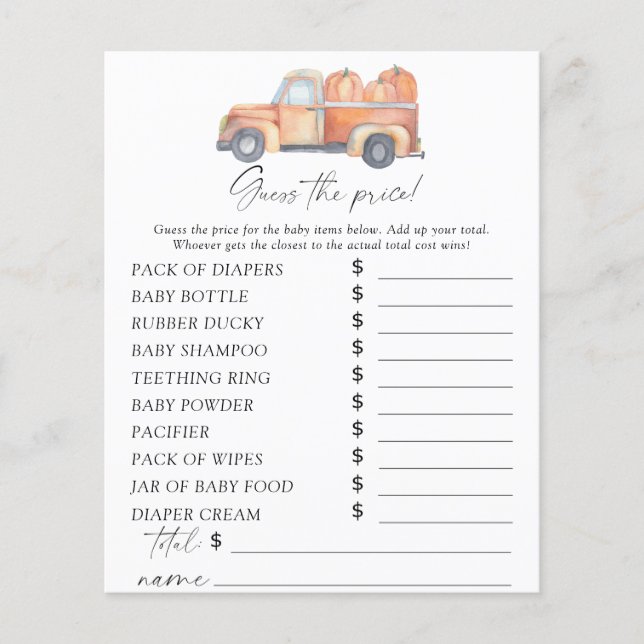 LKW Pumpkins - Raten Sie das Preisspiel (Vorderseite)