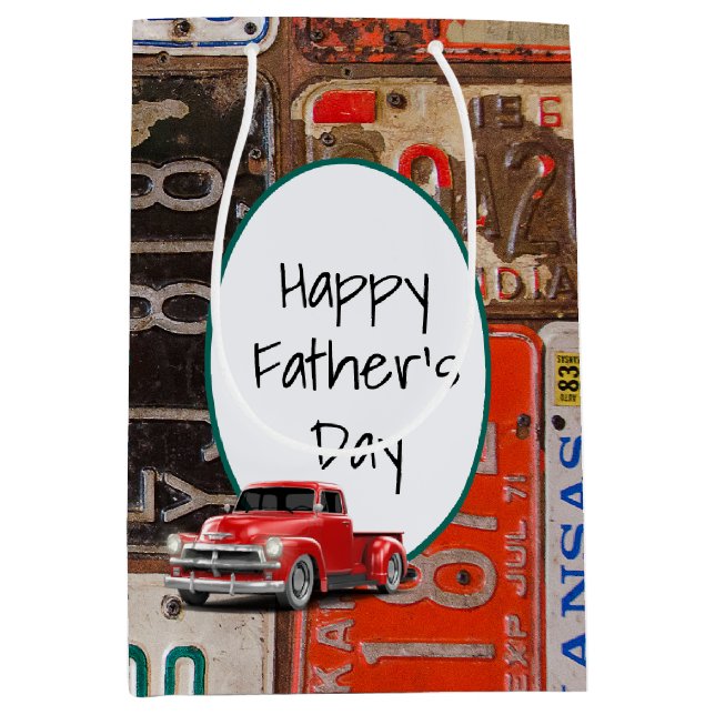 LKW und Teller alter Führerscheine Mittlere Geschenktüte (Vorderseite)