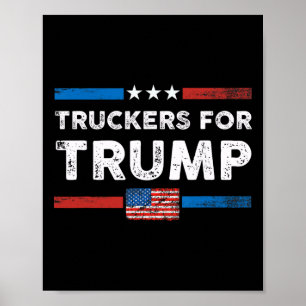 LKWs 4 Trump-LKWs für Trump 2024 US-Flagge V Poster