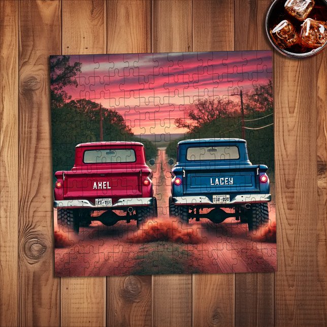 LKWs der 1960er-Jahre fahren auf den Red Dirt Road Puzzle (Von Creator hochgeladen)
