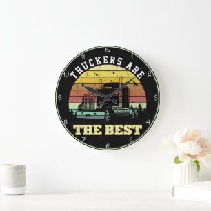 LKWs sind die besten Sonnenuntergänge Große Wanduhr