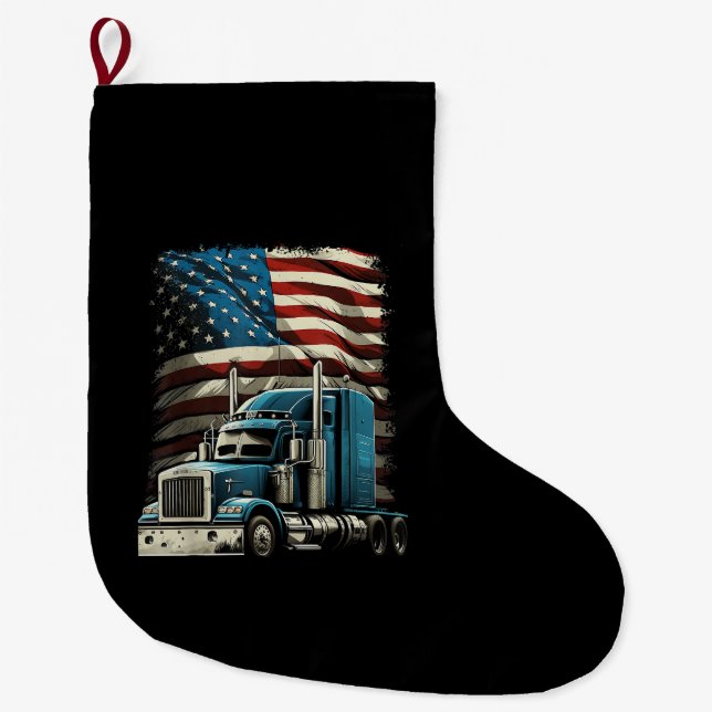 LKWs US-amerikanische Fahne für Patriotic Truck Dr Großer Weihnachtsstrumpf (Vorderseite)