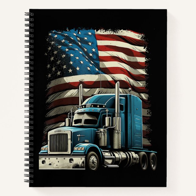LKWs US-amerikanische Fahne für Patriotic Truck Dr Notizbuch (Vorderseite)