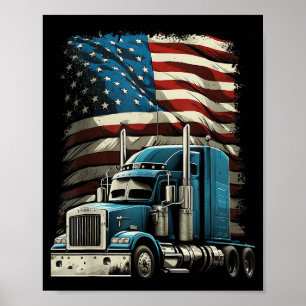 LKWs US-amerikanische Fahne für Patriotic Truck Dr Poster