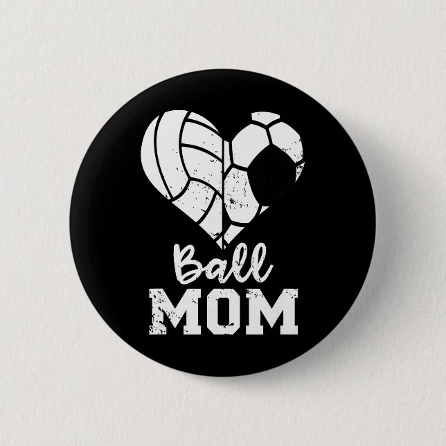 Ll Mama Herz Lustiger Fußball Volleyll Mama  Button (Vorderseite)