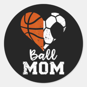 Ll Mom Herz Lustig Fußball Sketll Mom  Runder Aufkleber