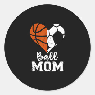 Ll Mom Herz Lustig Fußball Skizze Mom Runder Aufkleber
