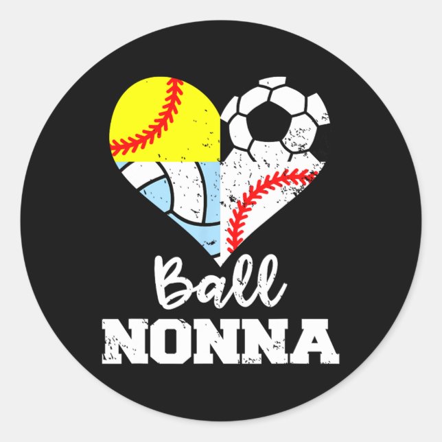 Ll Nonna Soccer Sell Softll Volleyll Player Nonna  Runder Aufkleber (Vorderseite)